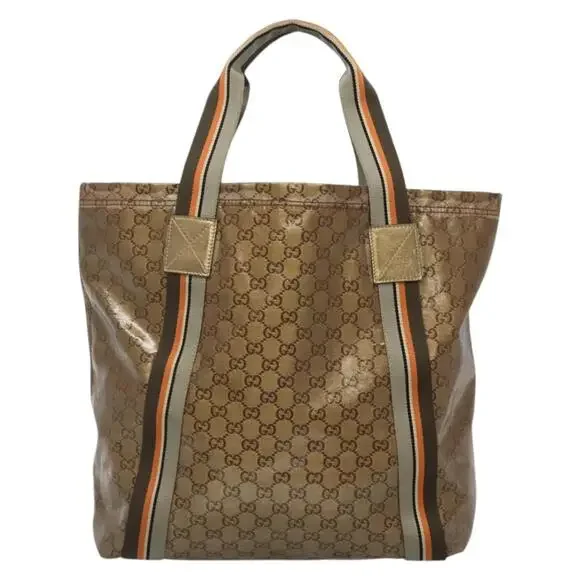 GUCCI GG Crystal Sherry Line Tote Bag Coated Canvas Brown - Picture 3 of 16